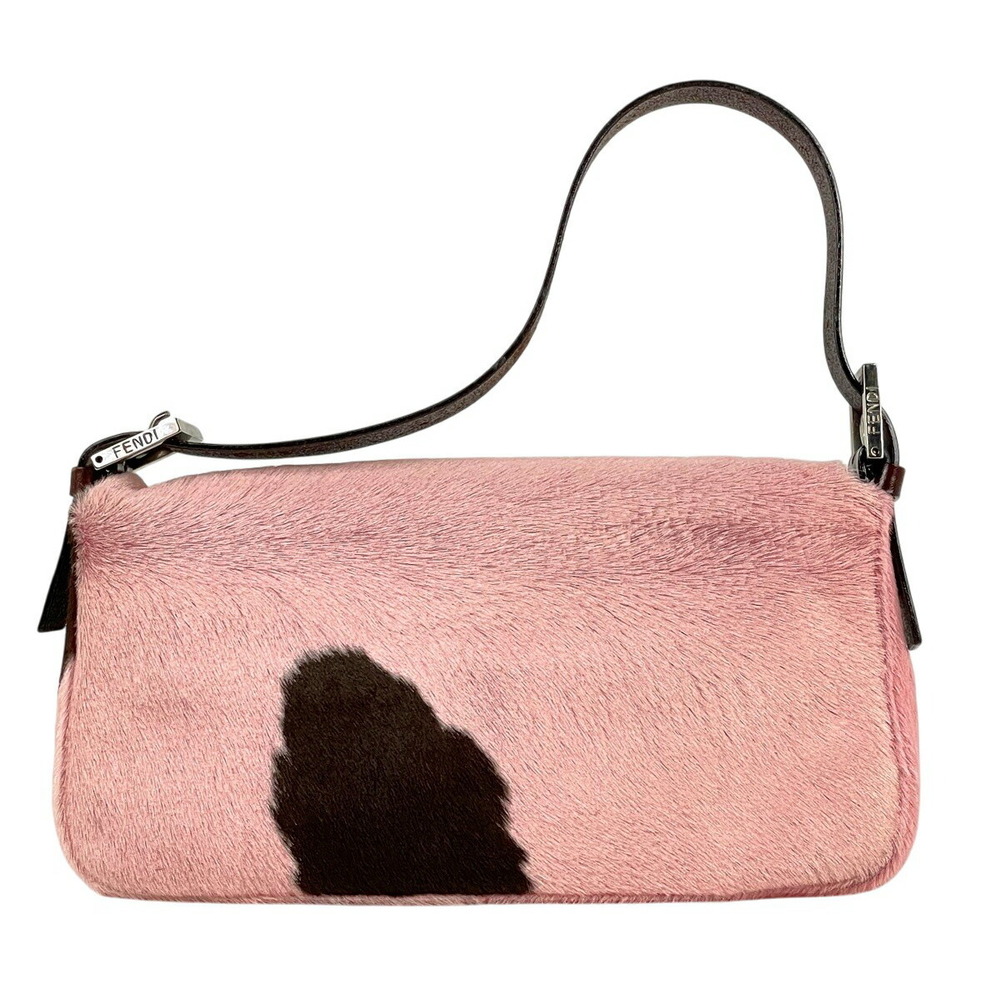 Fendi Zucca Logo Mamma Baguette Shoulder Bag Calfskin Pink Brown - Picture 3 of 7